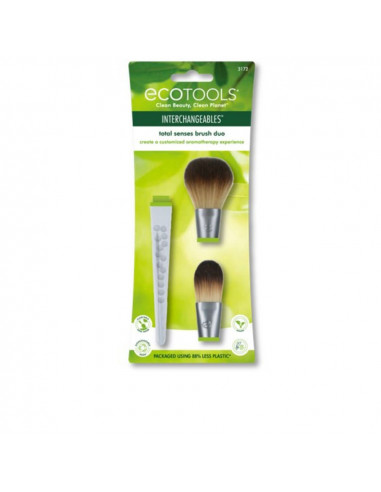 ECOTOOLS TOTAL SENSES Brush Duo - Estuche de 3 Piezas para un Maquillaje Radiante y Natural