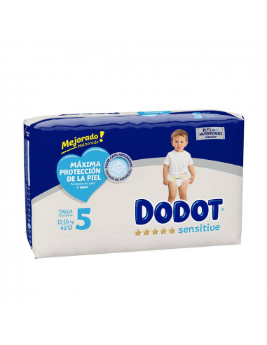 DODOT SENSITIVE Taglia 5 – Pannolini 11-16 kg, 42 unità – Protezione Delicata per Pelli Sensibili