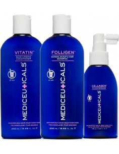 Mediceuticals Advanced Hair Restoration Technology For Women Kit Fine: Folligen 250ml + Cellagen 125ml + Vitatin 250ml