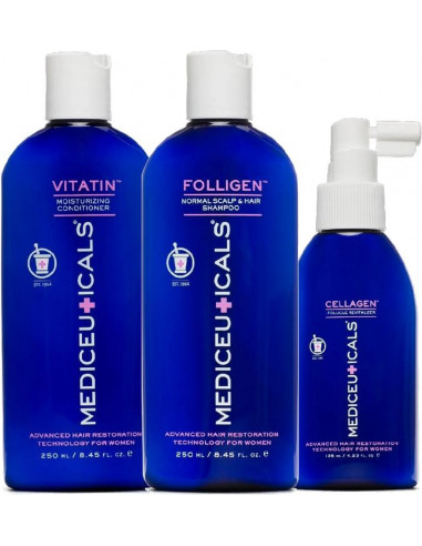 MEDICEUTICALS Kit advanced hair restoration technology: Folligen 250ml + Cellagen 125ml + Vitatin 250ml