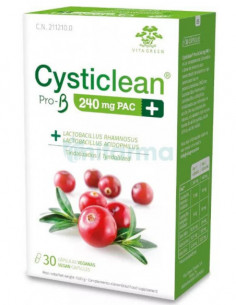 CYSTICLEAN ProB 240 mg PAC e probiotici con capsule di mirtillo rosso 30 unità