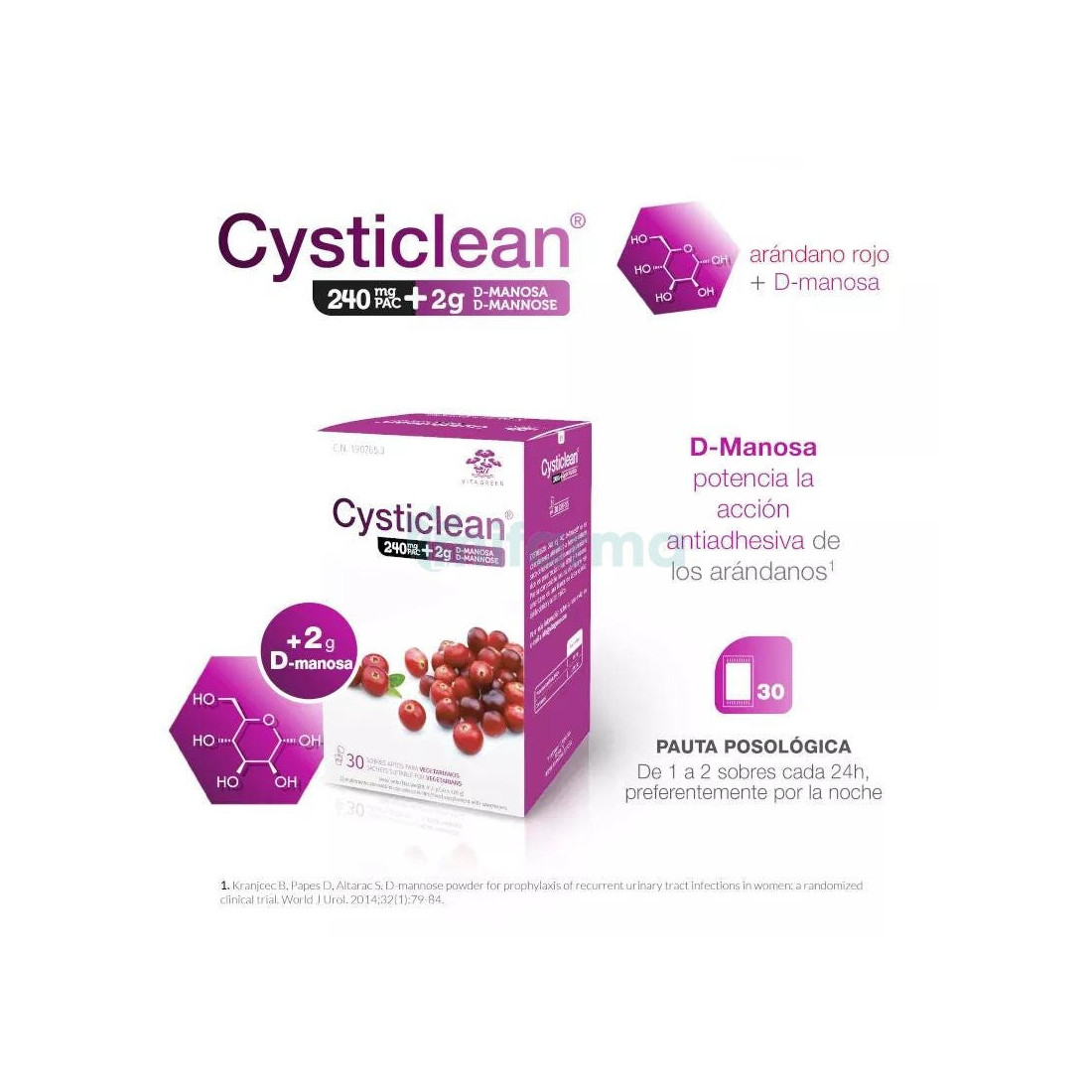 CYSTCLEAN D-MANNOSE mit 240 mg PAC und Cranberry-Beuteln 30 Einheiten