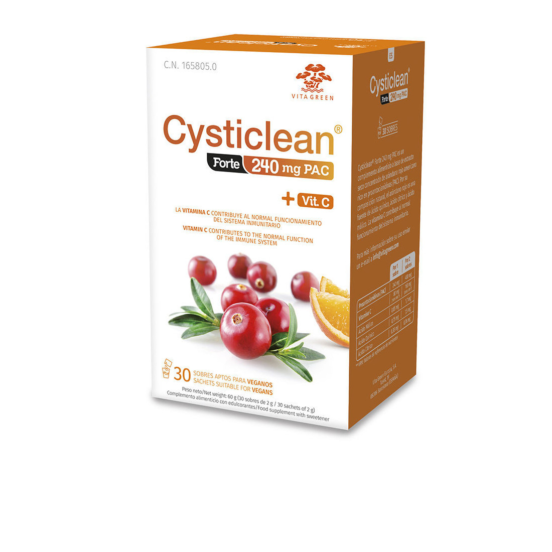 CYSTICLEAN FORTE com PAC e saquetas de Vit C e Cranberry 30 unidades