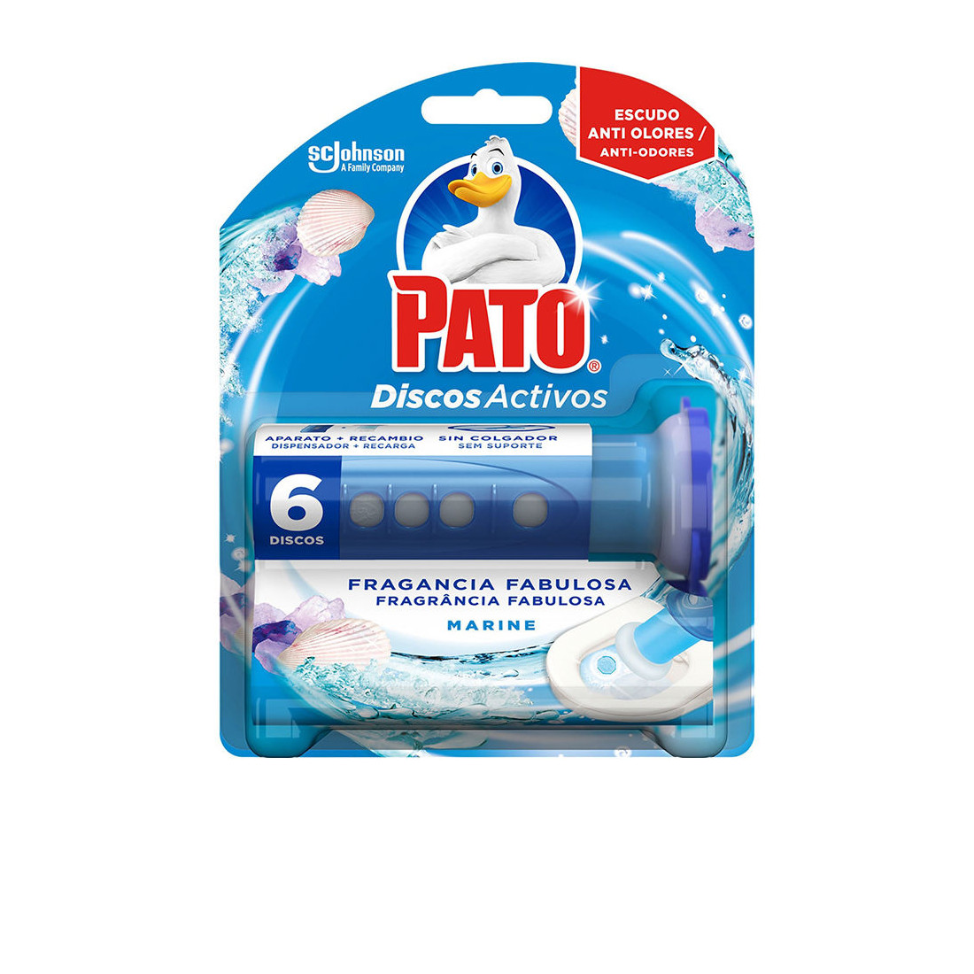 PATO WC DISCOS ACTIVOS aparato + 6 recambios frescor marino