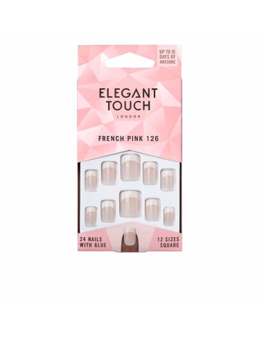 FRENCH pink nails with glue square 126-S 24 u