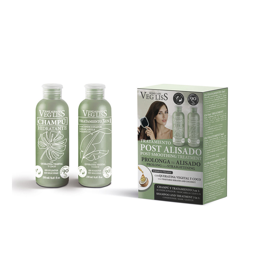 VEG LISS shampoo vegano pós alisamento e tratamento 3 em 1 2 u