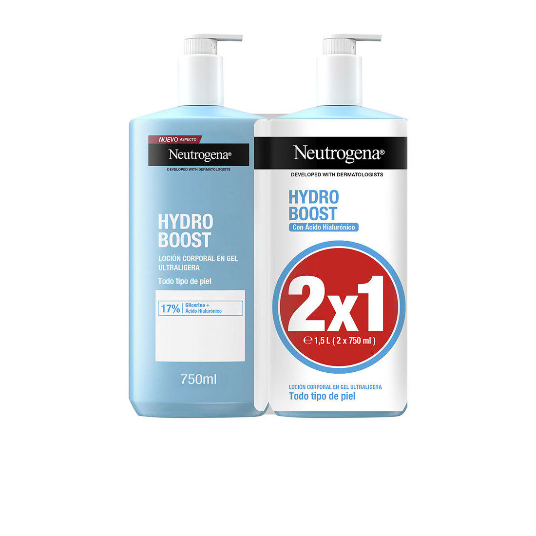 Pacote de loção corporal em gel HYDRO BOOST 2 x 750 ml