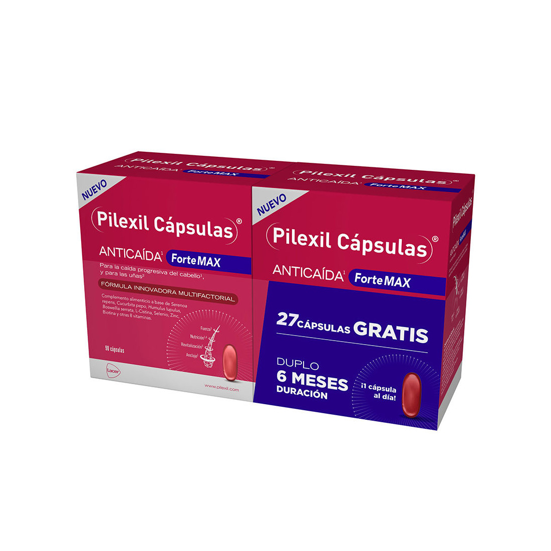 PILEXIL FORTE MAX capsules anti-chute pack 2 x 90 unités