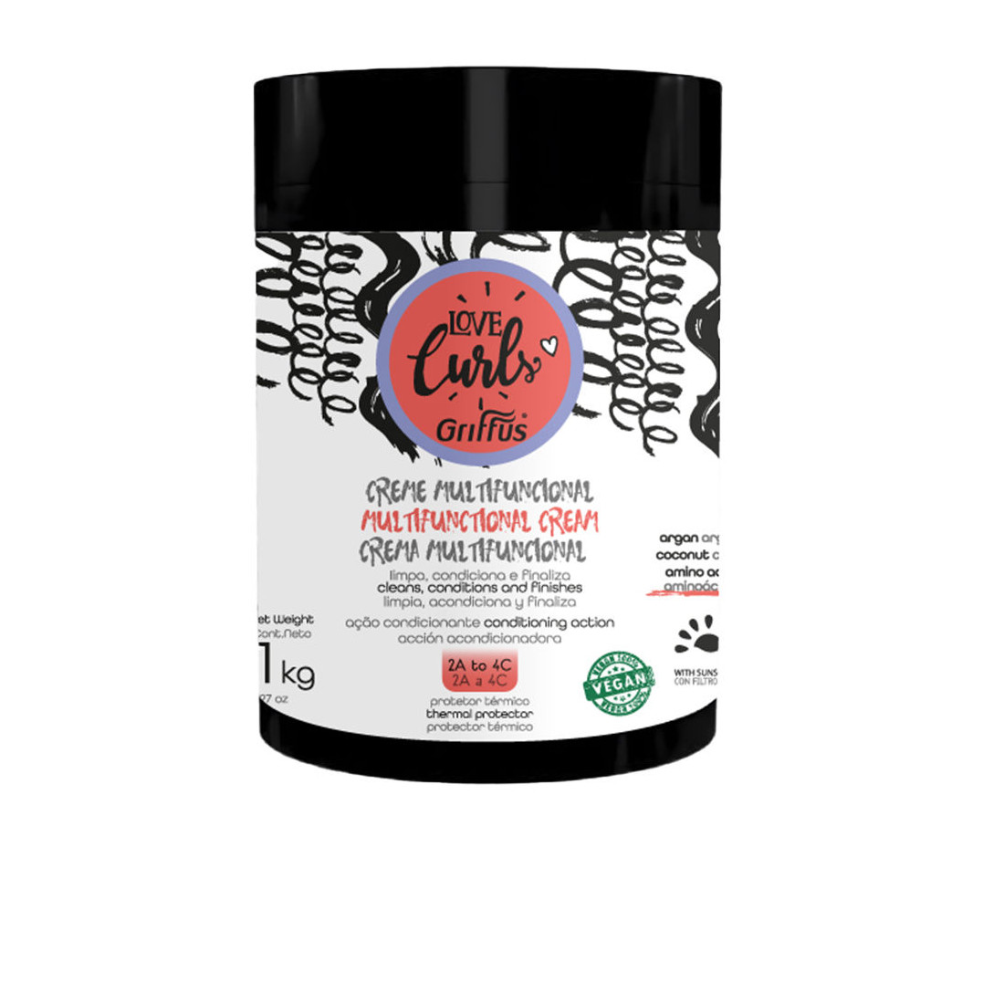 Creme multifuncional LOVE CURLS 2a-4c 1000 gr