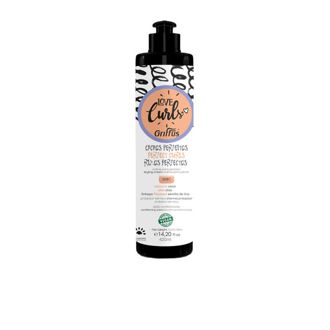 Creme modelador LOVE CURLS para cachos perfeitos 3abc 420 ml