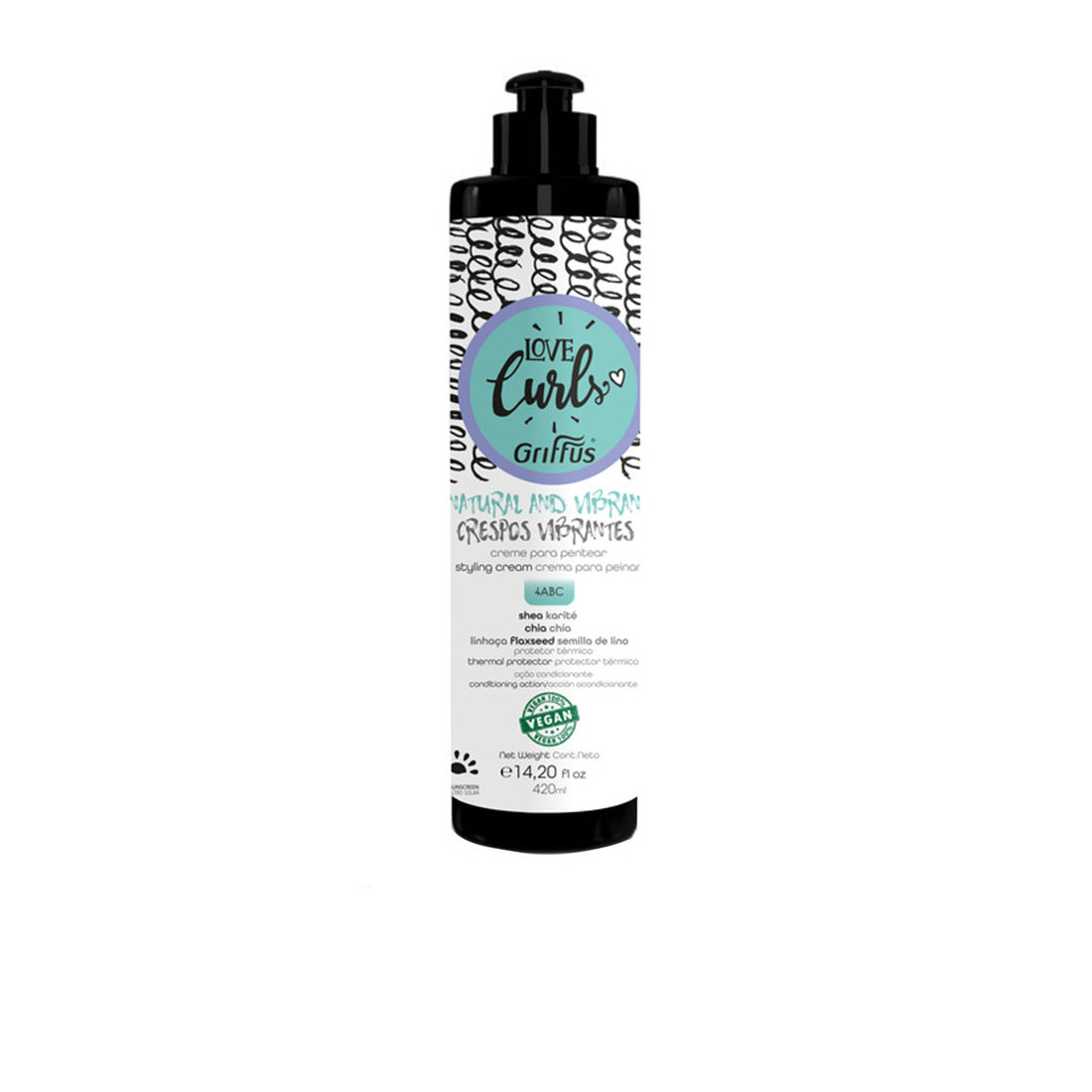 Creme modelador LOVE CURLS para frizz vibrante 4abc 420 ml