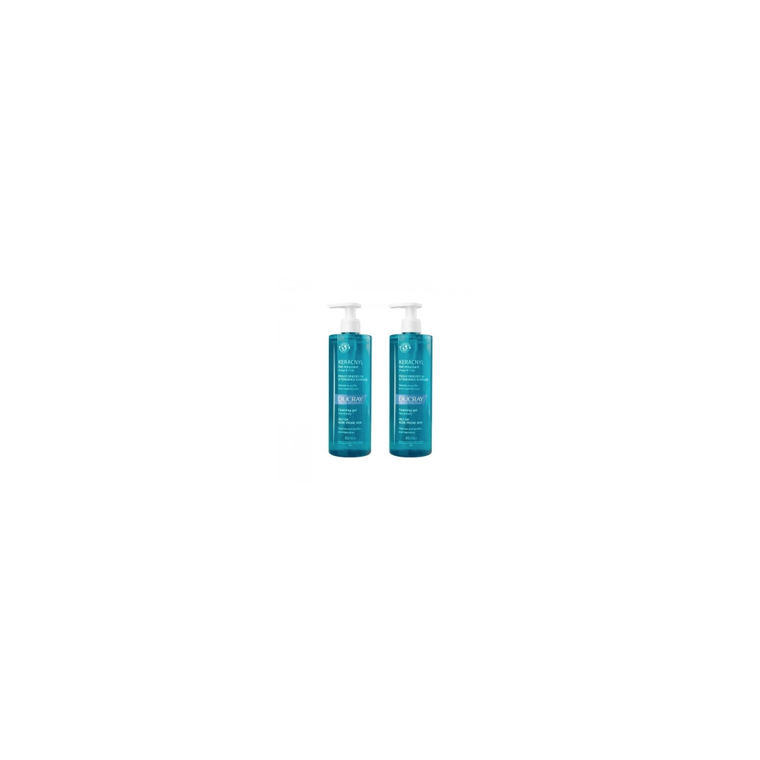 DUCRAY KERACNYL Gel Nettoyant Duo 2 x 400 ml | Soin Purifiant et Anti-Imperfections