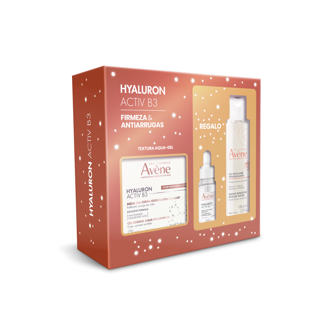 HYALURON ACTIV B3 AQUA GEL - CREMA + AGUA MICELAR + SÉRUM ESTUCHE 3 pz