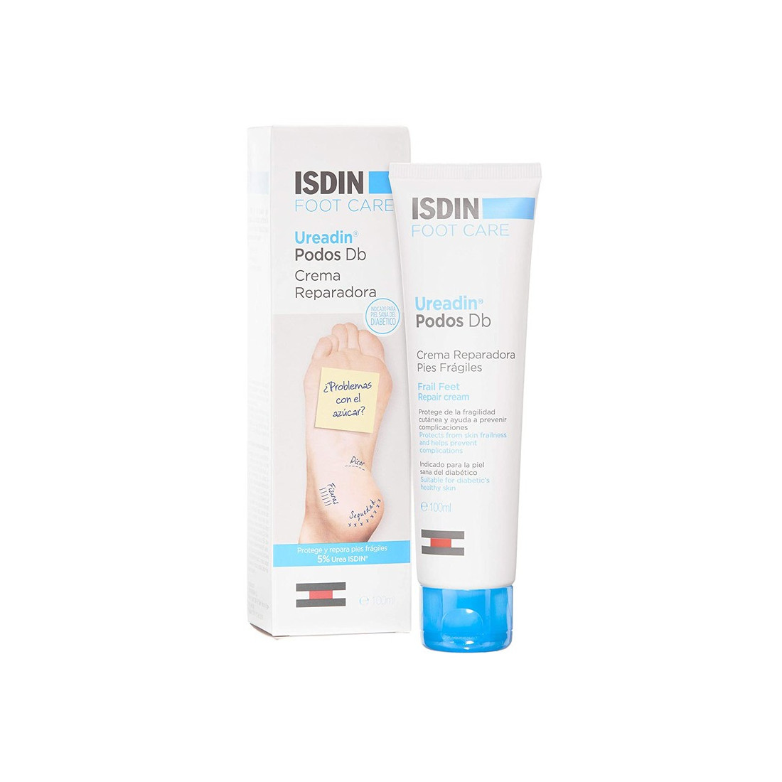 ISDIN UREADIN PODOS DB Crème 100 ml - Soin Hydratant et Réparateur pour Pieds Diabétiques