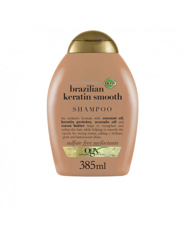 OGX Shampooing Brésilien à la Kératine, Lisse et Nourrit, Cheveux Ondulés ou Bouclés 385 ml