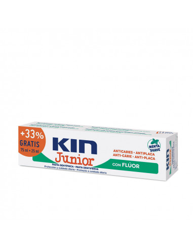 KIN JUNIOR pasta dentífrica anticaries menta suave 75 + 25 ml