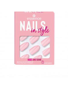 NAILS IN STYLE ongles artificiels 14-rose et brillance 12 u