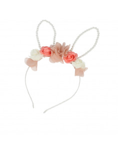 BANDEAU avec oreilles de lapin et fleurs 1 u