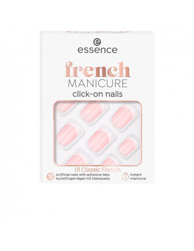 FRENCH manicure click-on nails artificiales 01-classic french 12 u