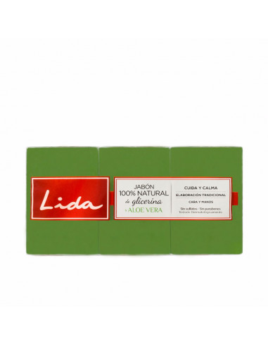 LIDA savon 100% naturel à la glycérine et l'aloe vera lot 3 x 125 gr