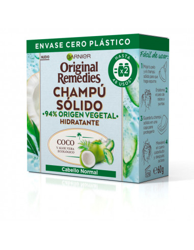 ORIGINAL REMEDIES champú sólido hidratante de coco 60 gr